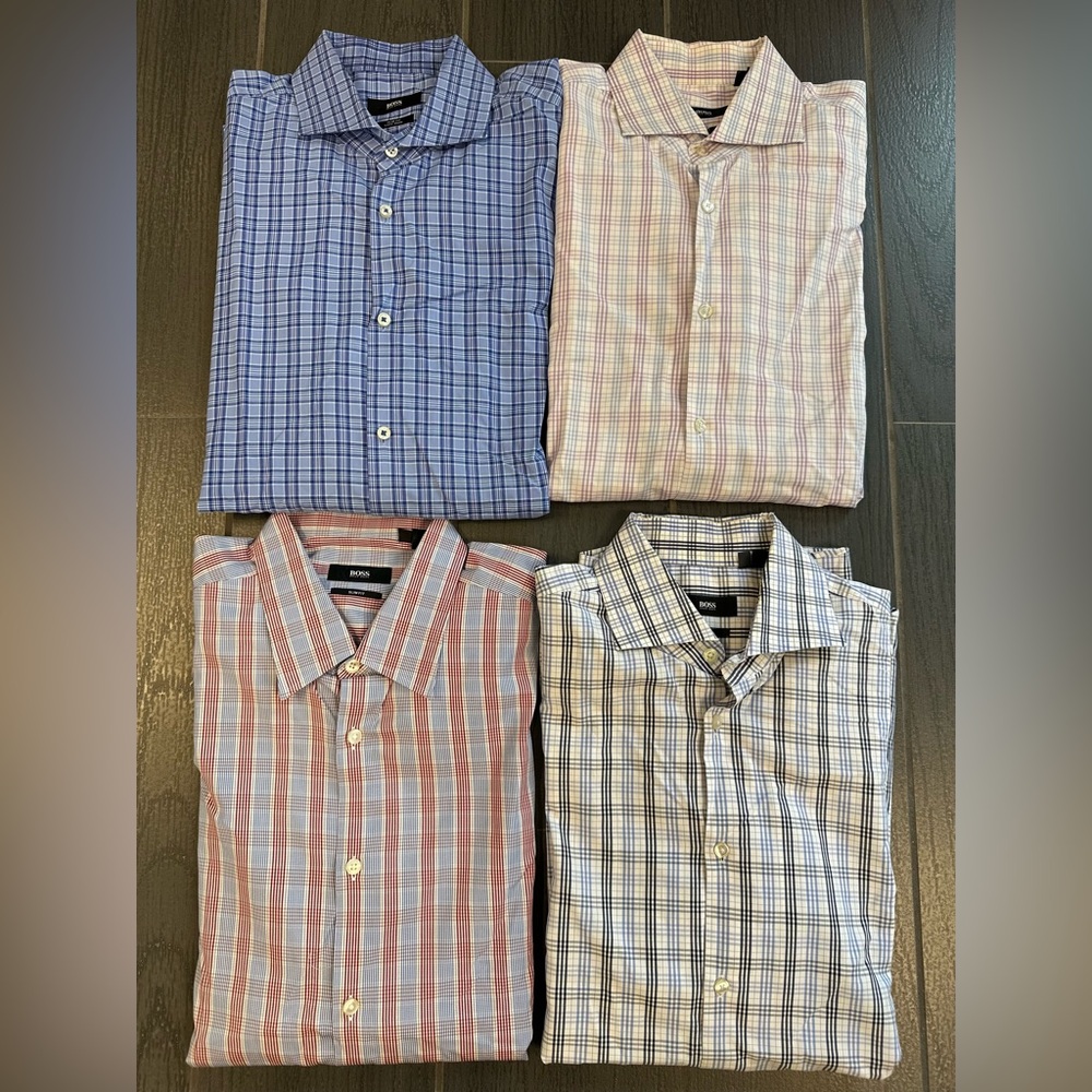 Bundle of 4 BOSS Men's Dress Shirts - Size 16.5 - Gently Used